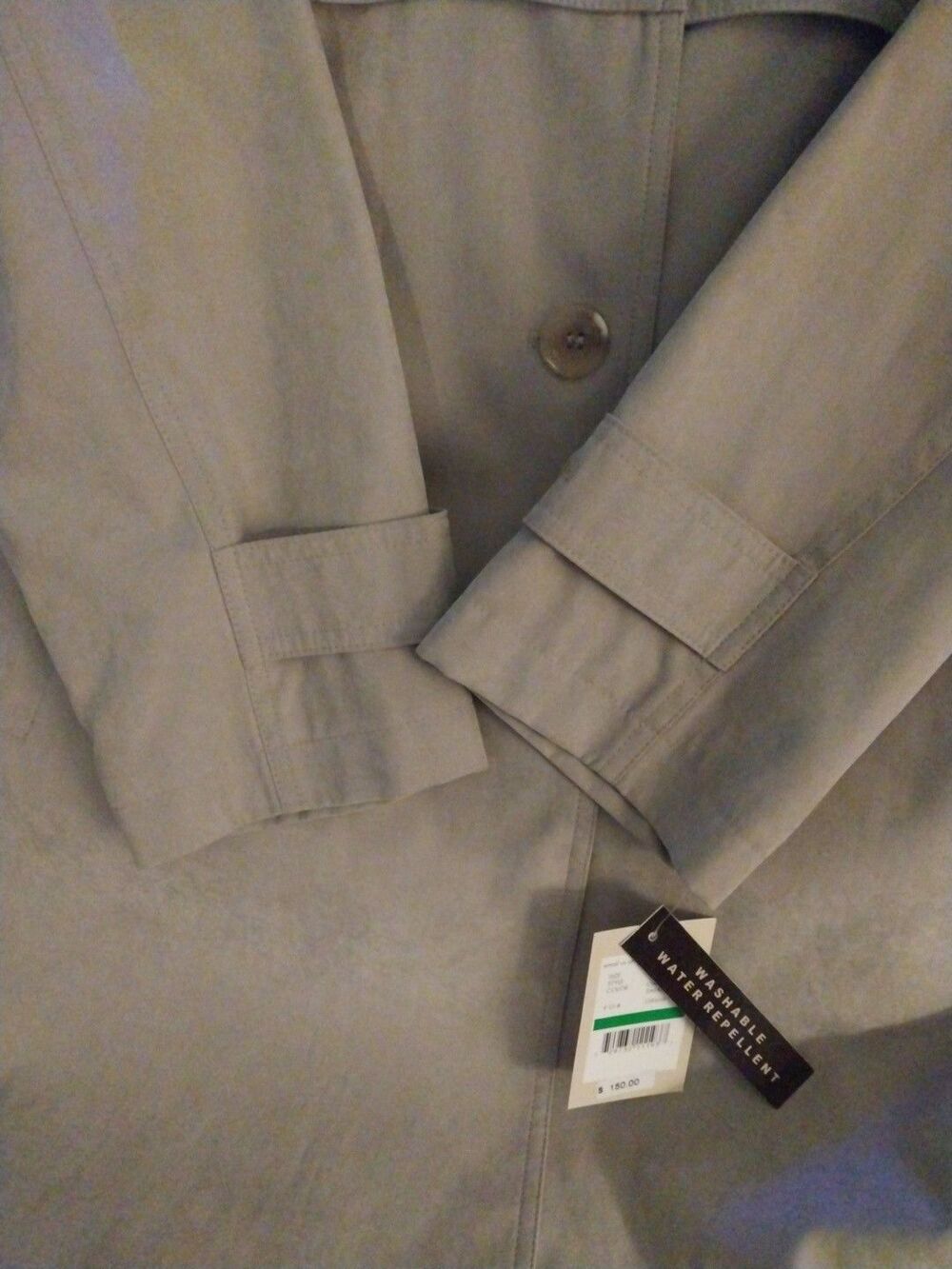 Gallery Womens Size 2X Beige Belted Trench Coat Rain Jacket Hooded Plus - Picture 2 of 15